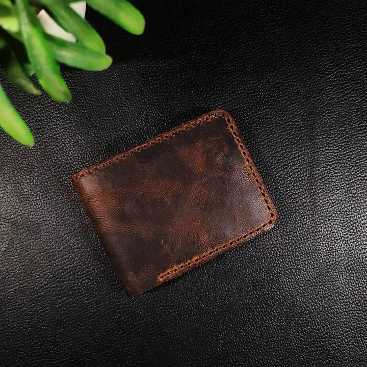 Handmade Leather Article No 102 Bifold Classic Wallet For Men - Ridge N Threads Pakistan