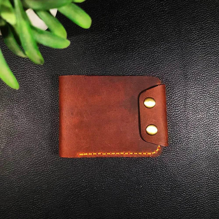 Handmade Leather Article No 103 Bifold Traditional Wallet Full Option Double Snap - Ridge N Threads Pakistan