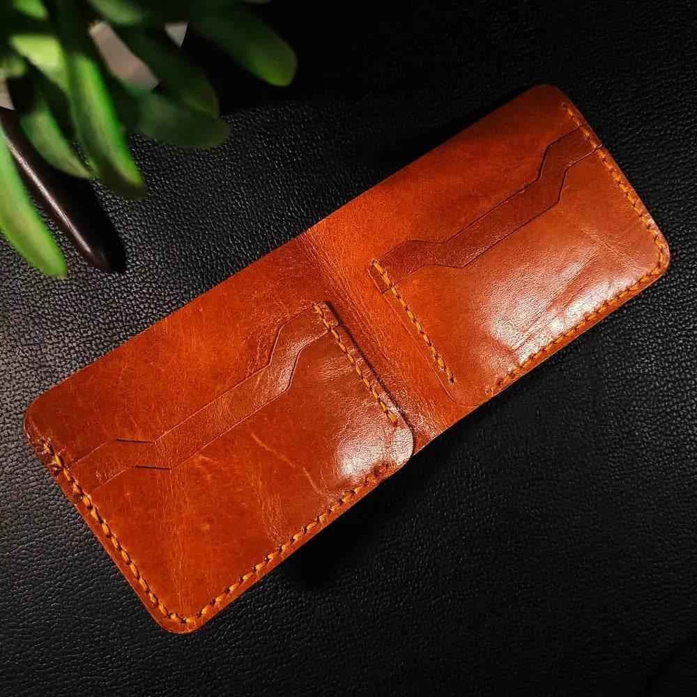 Handmade Leather Article No 401 Bifold Sleek Wallet For Men - Ridge N Threads Pakistan