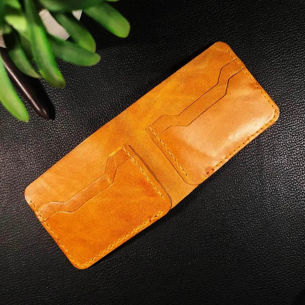 Handmade Leather Article No 401 Bifold Sleek Wallet For Men - Ridge N Threads Pakistan