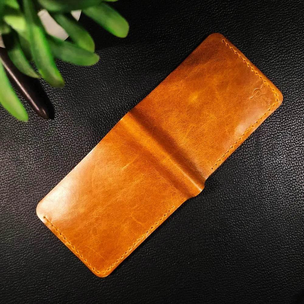 Handmade Leather Article No 401 Bifold Sleek Wallet For Men - Ridge N Threads Pakistan
