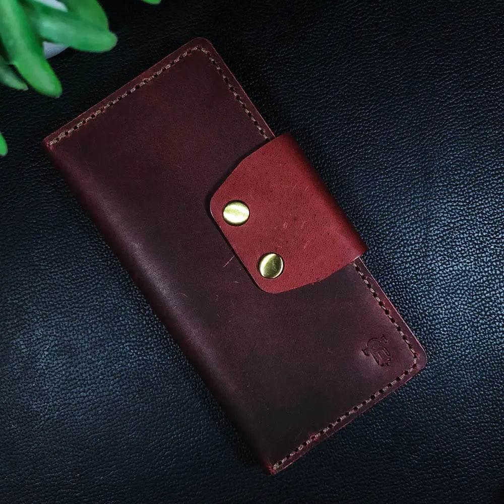 Handmade Leather Article No 703 Long Elegant Wallet With Double Button Snap - Ridge N Threads Pakistan